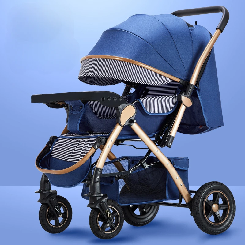 Four-wheel Strollers High Landscape Strollers Baby Car Trolley Pram Baby Carriage Foldable and Washable Multifunctional Stroller - Image 5