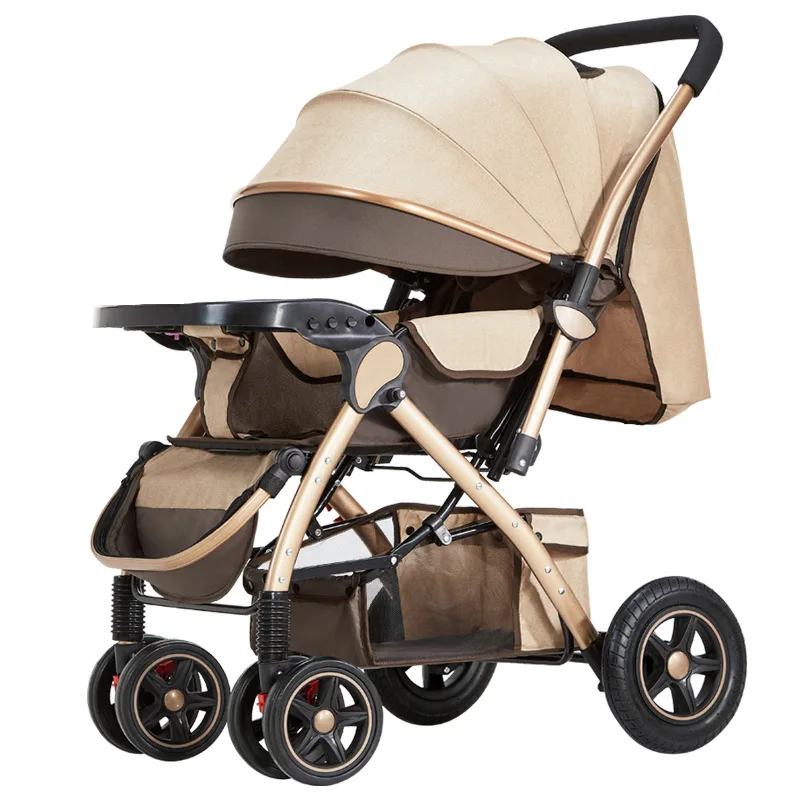 Four-wheel Strollers High Landscape Strollers Baby Car Trolley Pram Baby Carriage Foldable and Washable Multifunctional Stroller - Image 6