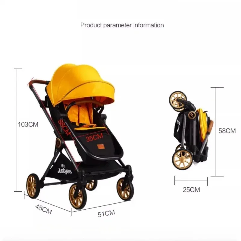 Luxury High-view Baby Stroller Two-way Foldable Baby Stroller Portable Outdoor Four-wheel Shock-absorbing Baby Stroller - Image 6