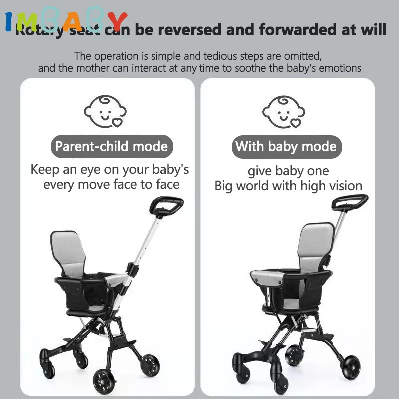 Light Foldable Baby Stroller Kid Travel Carriage Cart Newborn Two-Way Seats Landscape Stroller Portable Children Four-Wheel Cart - Image 5