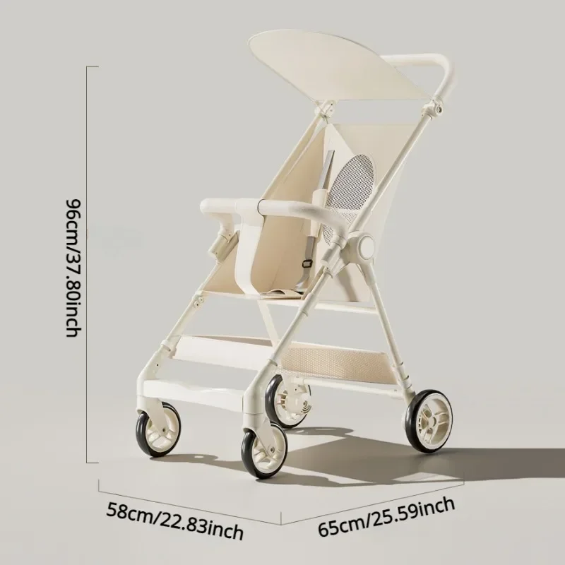 Foldable Baby Stroller Lightweight Baby Strolling Cart with Removable Dining Tray Sunshade Travel Infant Stroller for Kids - Image 6