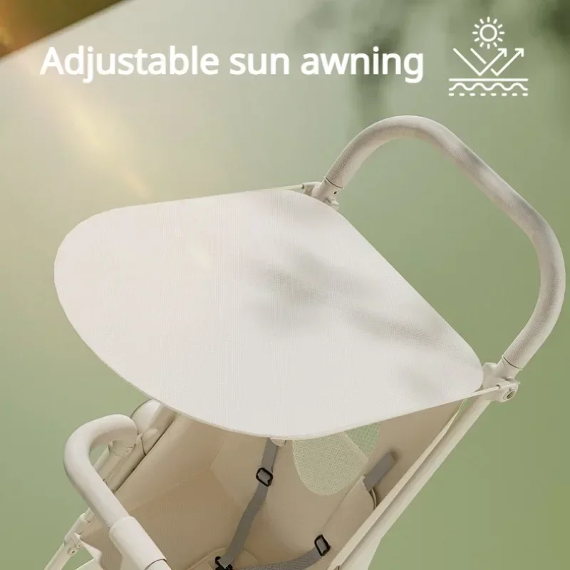 Foldable Baby Stroller Lightweight Baby Strolling Cart with Removable Dining Tray Sunshade Travel Infant Stroller for Kids - Image 4