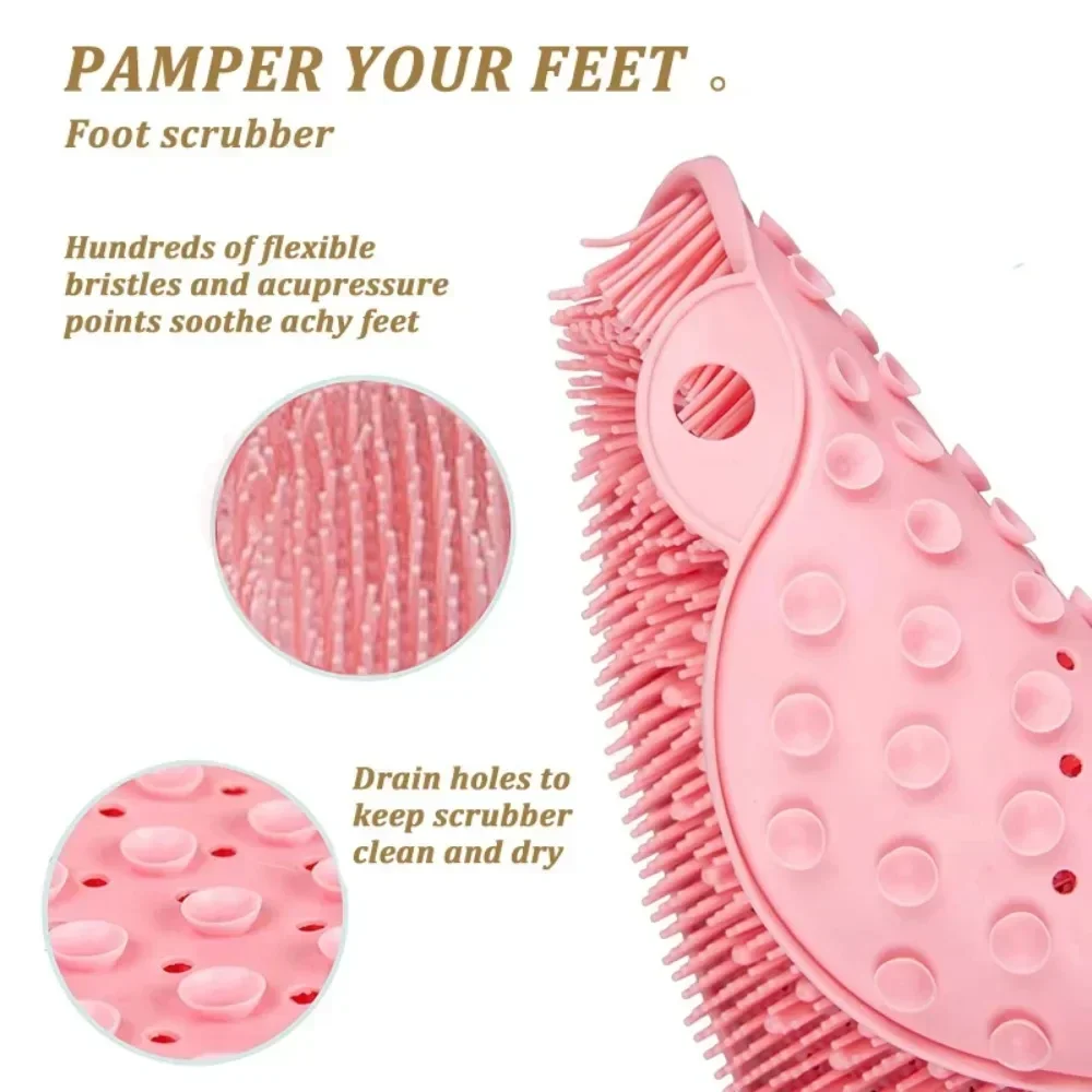 Foot & Back Scrubber Body Shower Brush Reusable Silicone Brush Foot Wash Mat Multifunction Sucker Wall Mat Foot Bathing Tool - Image 3
