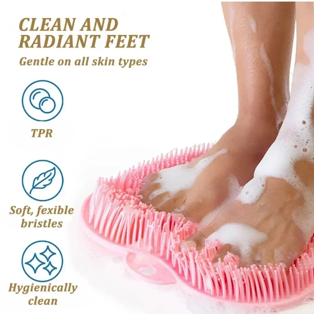 Foot & Back Scrubber Body Shower Brush Reusable Silicone Brush Foot Wash Mat Multifunction Sucker Wall Mat Foot Bathing Tool - Image 4