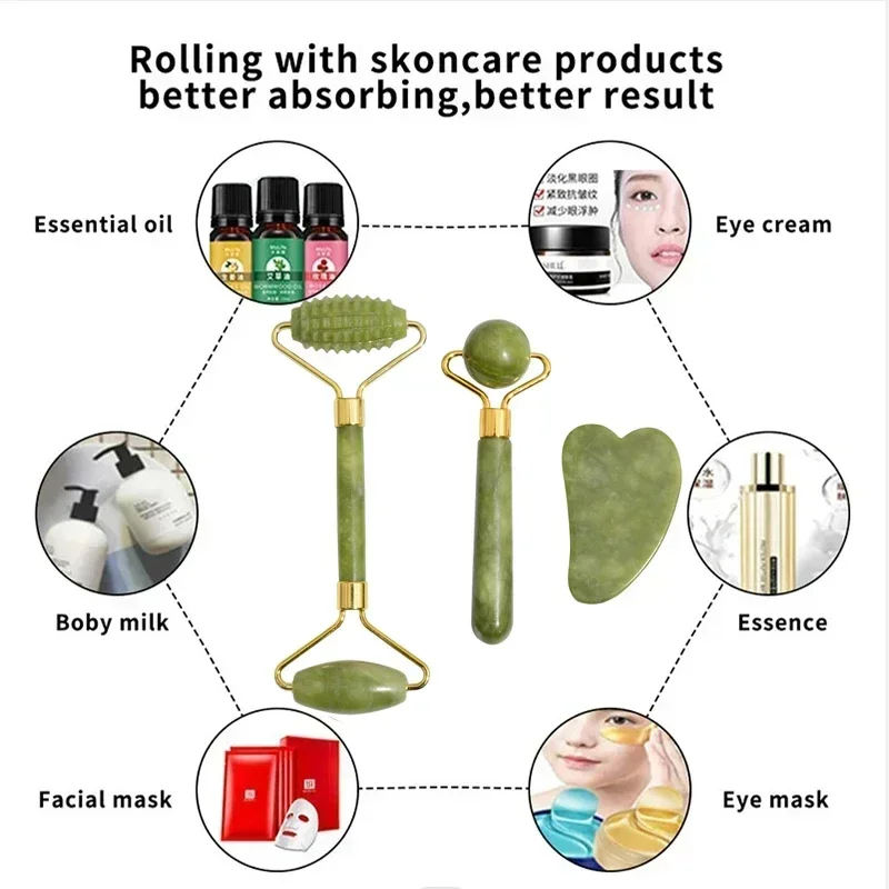 Natural Jade Roller Face Gua Sha Natural Stone Body Neck Massager Acupoint Eye Care Spa Massage Tools Massage Visage Lifting - Image 4