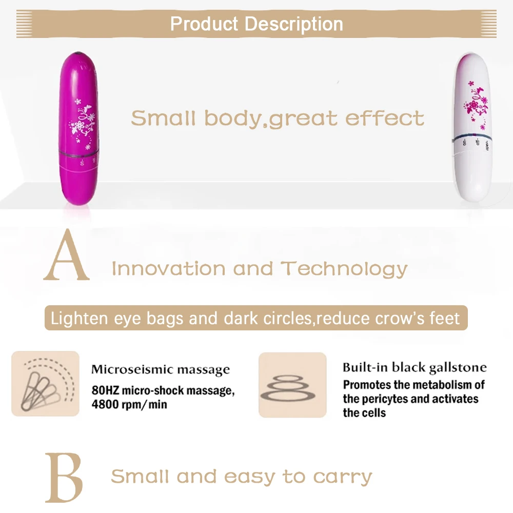 Mini Eye Massager Facials Vibration Wrinkle Dark Puffiness Eye Fatigue Removal Massager Anti-Ageing Device Circles Eye Care Pen - Image 6