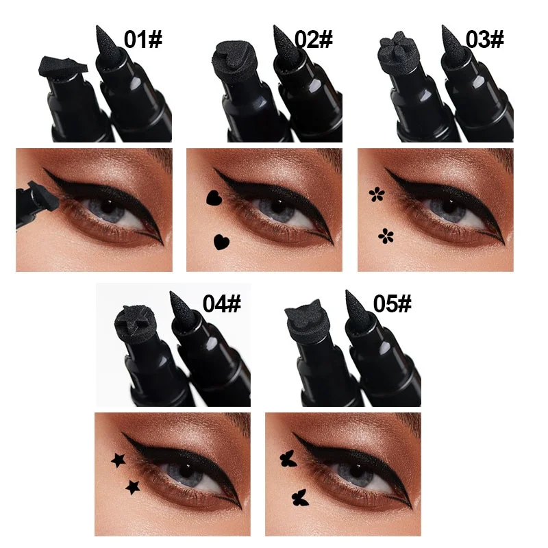 Double-Ended Stamp Eyeliner Waterproof Non-Smudge Eyeliner Liquid Pen Quick-Drying Waterproof Sweat-Proof Not Easy to Smudge Eyeliner Stamp Eyeliner Liquid - Image 3