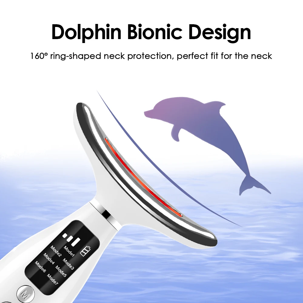 Colour Light Face And Neck Beauty Instrument 7 Modes And 7 Speeds Adjustment With Curved Hand Grip Neck Beauty Instrument - Image 5