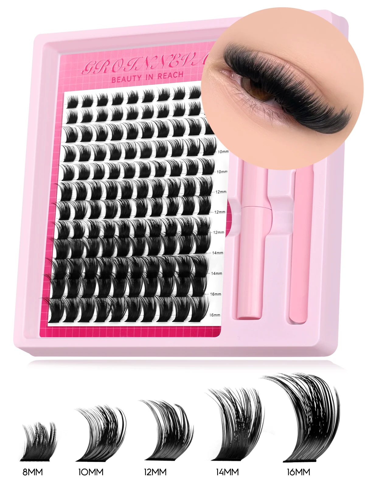 Lash Clusters Kit Fluffy Individual Lashes C Curl Cluster Eyelash Extensions 10-18mm DIY Lash Extension Kit Lash Bond and Seal - Image 2
