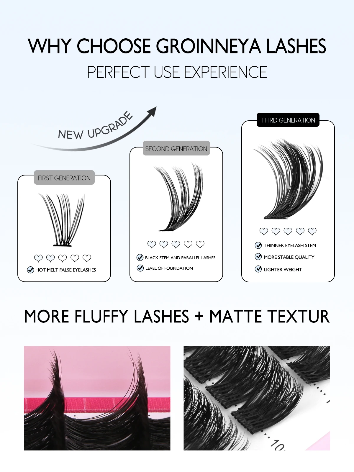 Lash Clusters Kit Fluffy Individual Lashes C Curl Cluster Eyelash Extensions 10-18mm DIY Lash Extension Kit Lash Bond and Seal - Image 6