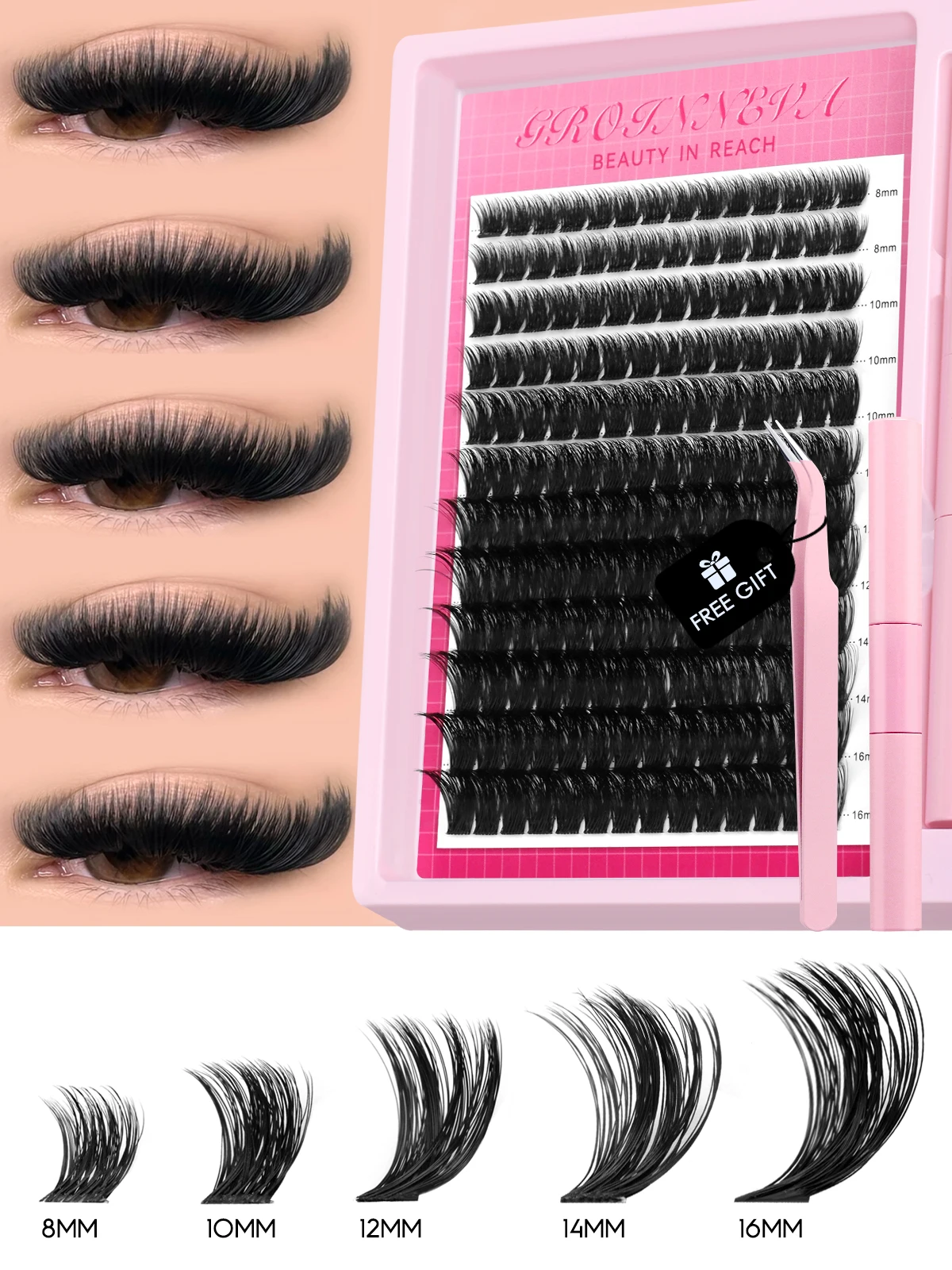 Lash Clusters Kit Fluffy Individual Lashes C Curl Cluster Eyelash Extensions 10-18mm DIY Lash Extension Kit Lash Bond and Seal - Image 4