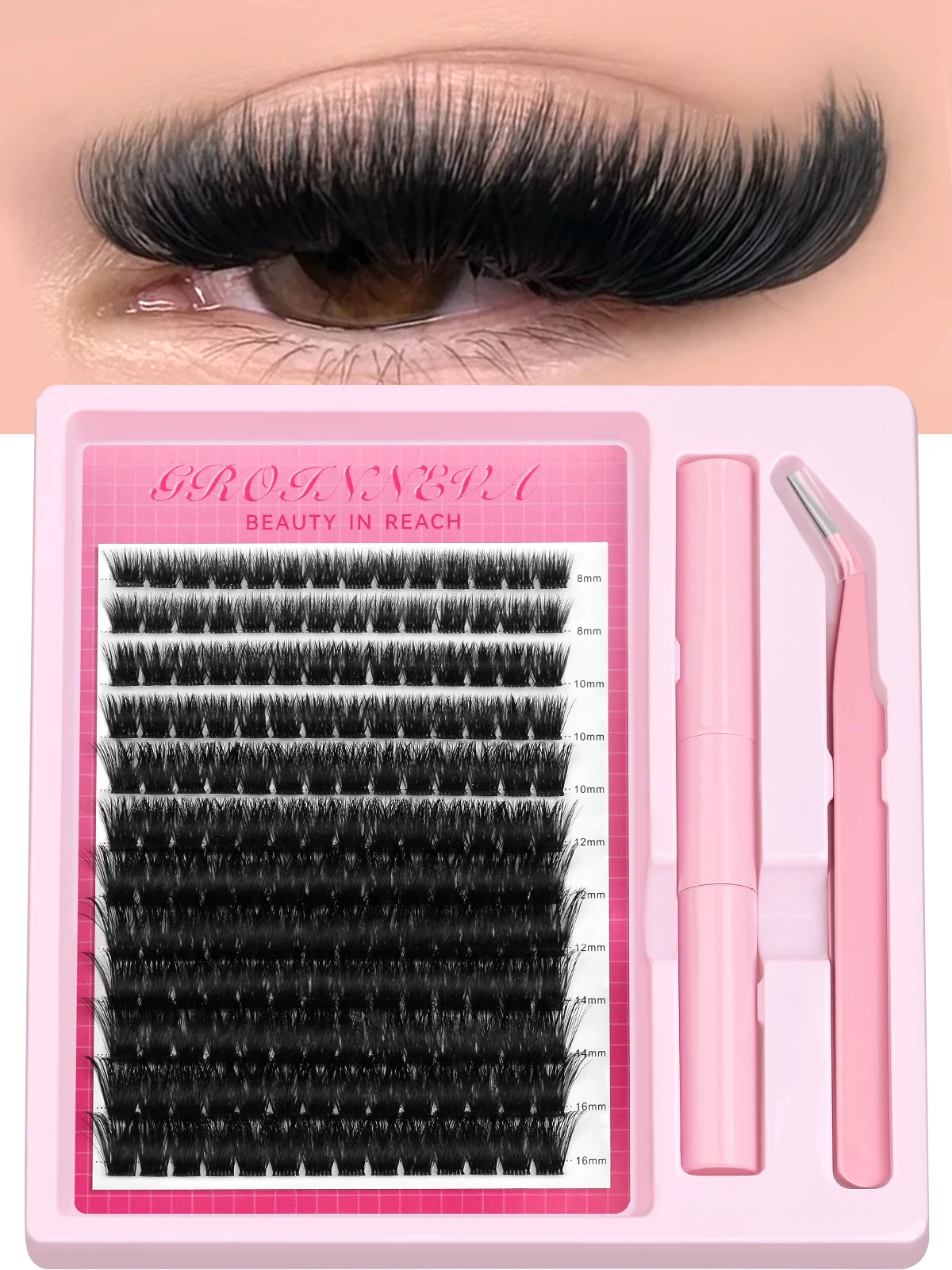 Lash Clusters Kit Fluffy Individual Lashes C Curl Cluster Eyelash Extensions 10-18mm DIY Lash Extension Kit Lash Bond and Seal - Image 3