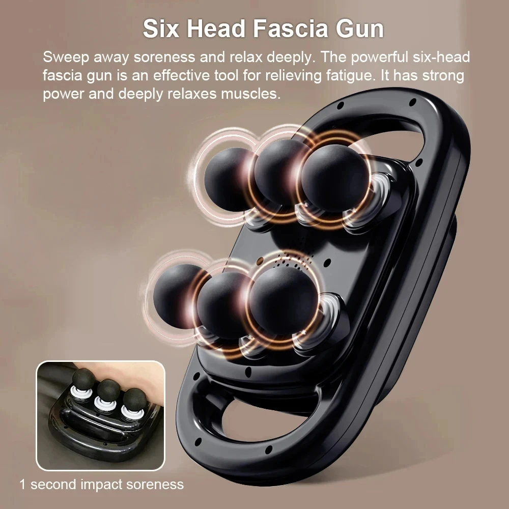 6 Head Massage Gun for Muscle Relief Deep Tissue Percussion for Neck Cervical Spine Full Body - Image 4
