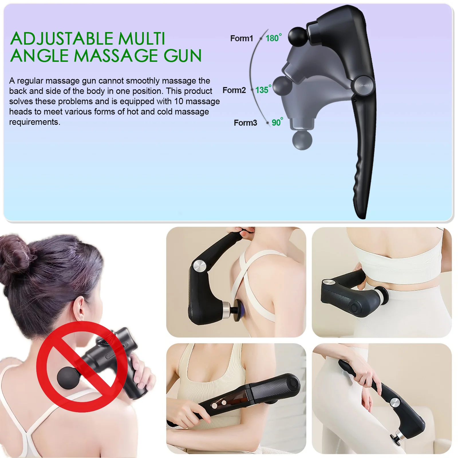 Fascia Massage Gun Shoulder Massager Electric Muscle Massage Machine High Frequency Back Waist Body Massage with Extended Handle - Image 2