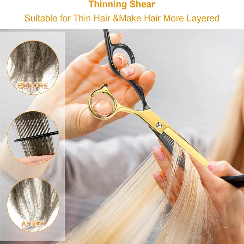 12Pcs Hair Scissor Professional set,Stainless Steel Barber Supplies, Thinning Shears Included,hair supplies ,barber supplies - Image 5