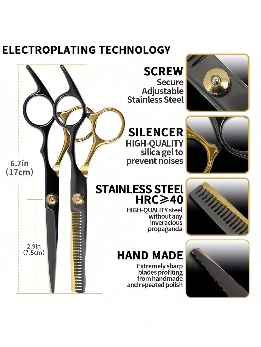 12Pcs Hair Scissor Professional set,Stainless Steel Barber Supplies, Thinning Shears Included,hair supplies ,barber supplies - Image 2
