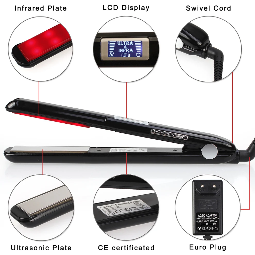 Hair Flat Irons Ultrasonic Infrared Cold Hair Care Iron Keratin Treatment for Frizzy Hair Recovers the Damaged Hair Straightener - Image 4