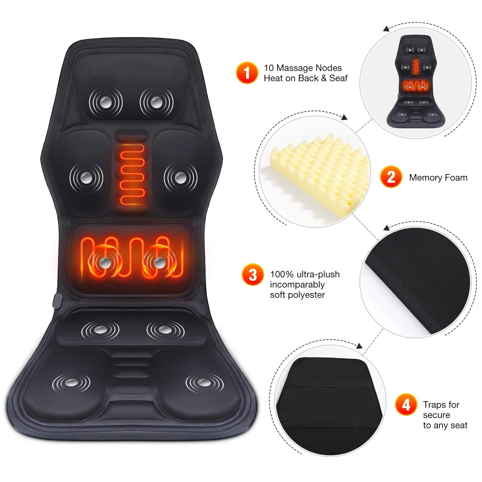Electric Back Massager Infrared Full-Body Massage Chair Cushion Heating Vibrator Car Home Office Lumbar Neck Mattress Chair Mat - Image 5
