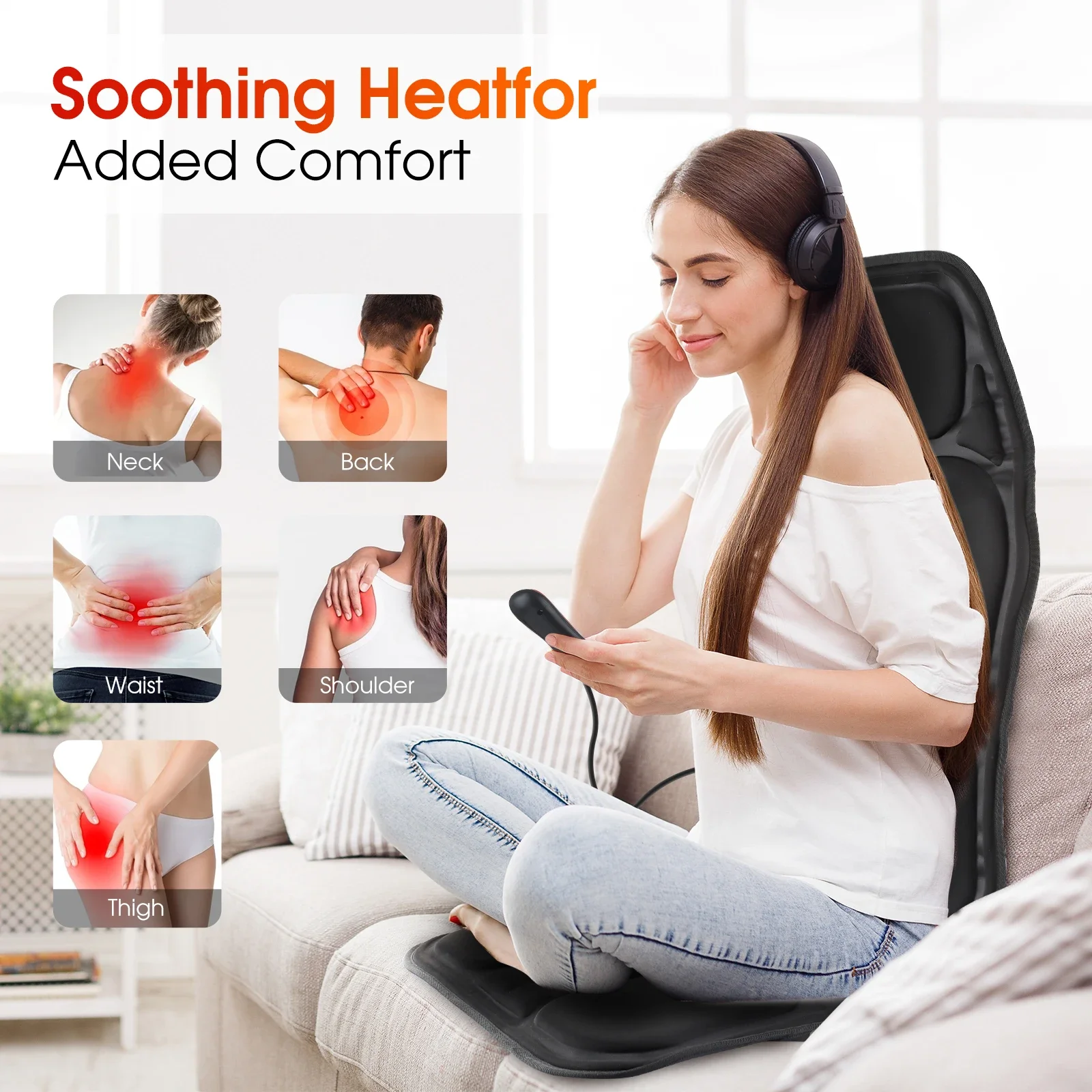 Electric Back Massager Infrared Full-Body Massage Chair Cushion Heating Vibrator Car Home Office Lumbar Neck Mattress Chair Mat - Image 3