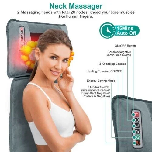 Electric Massage Mat Multifunctional Full Body Massager With Heating Kneading Vibrating Neck Back Relaxation Home Massage Pad - Image 3
