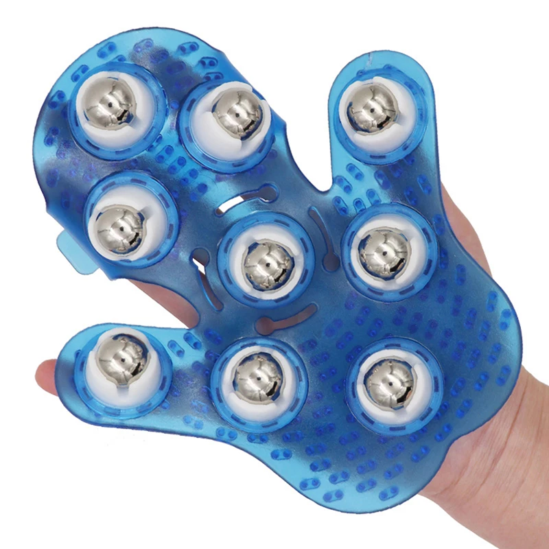 1PC Palm Shaped Massage Glove Body Massager With 9 360 Degree Roller Metal Roller - Image 4