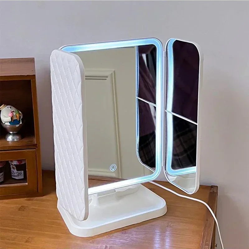 Trifold Makeup Mirror LED Lights Dorm Dressing Mirror Beauty Light up your fill light with Smart Complementary Makeup Mirror Tri - Image 4