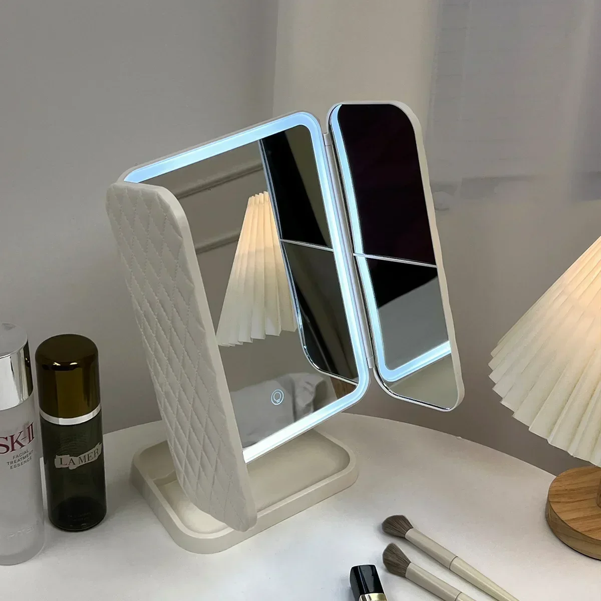 Trifold Makeup Mirror LED Lights Dorm Dressing Mirror Beauty Light up your fill light with Smart Complementary Makeup Mirror Tri - Image 3