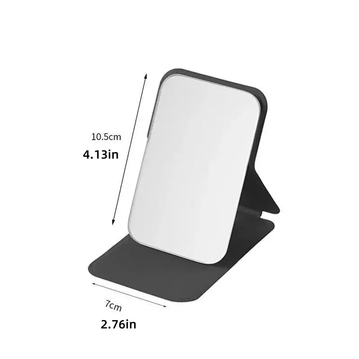 Desktop makeup mirror PU leather simple portable handheld makeup mirror foldable student compact cute pocket mirror - Image 6