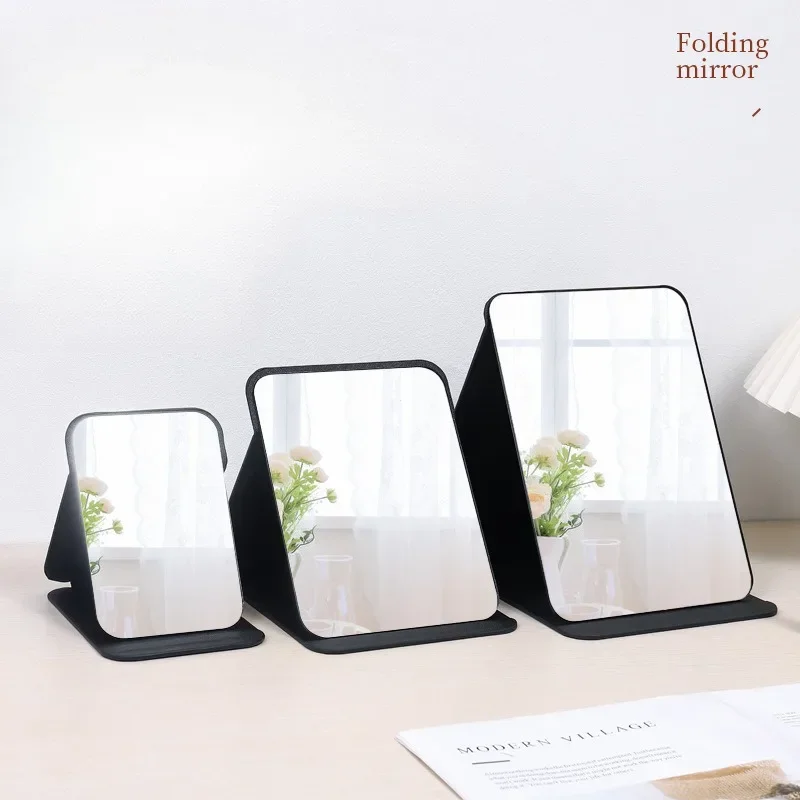 Folding Makeup Mirror High-quality Portable Desktop Makeup Mirror Single-side Creative Women Solid Color Standing Makeup Mirror - Image 3