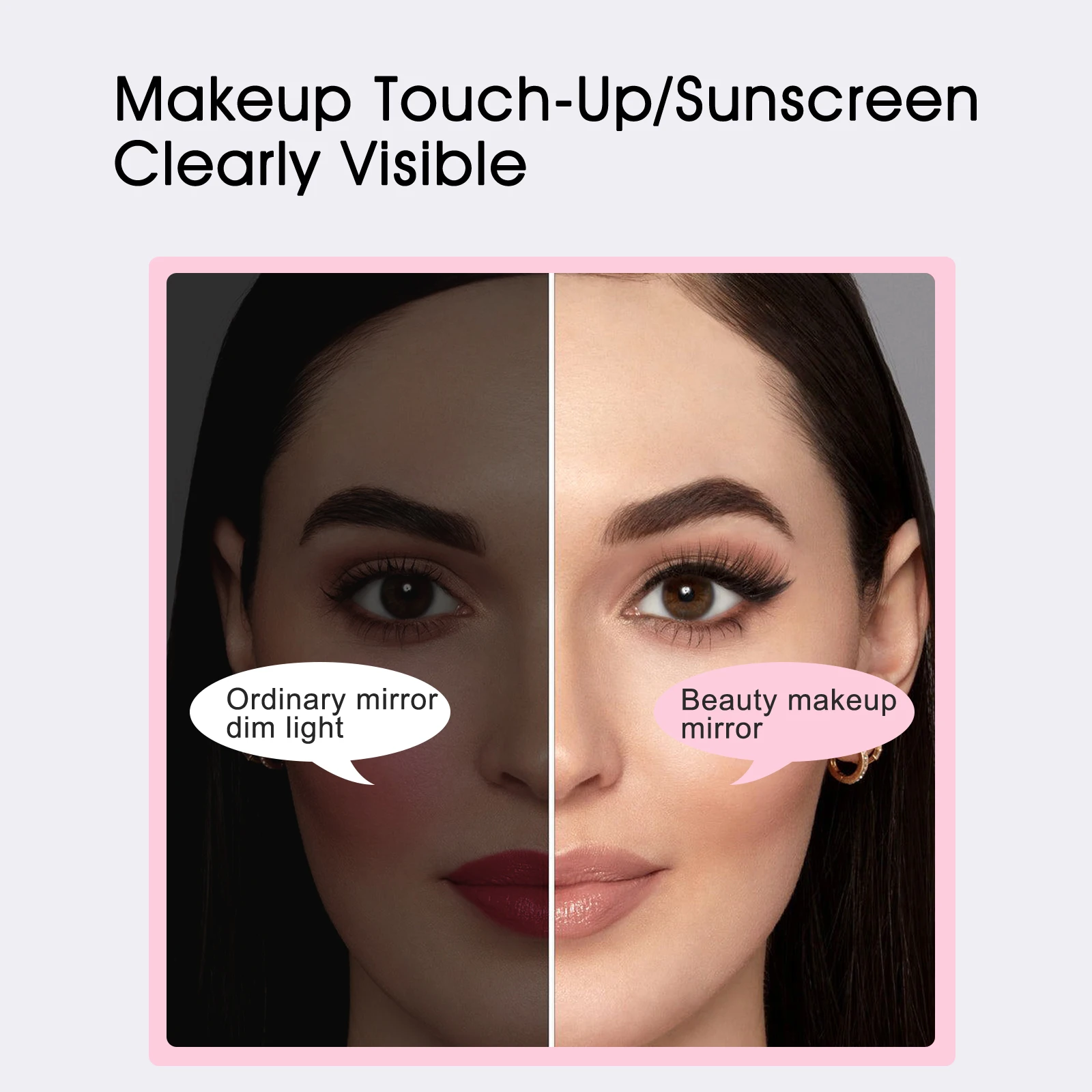 UV Mirror Sunscreen Testing Camera with Light 2X Magnification Travel Makeup 3.5in Pocket Size L Pocket Mirror Sunscreen Mirror - Image 3