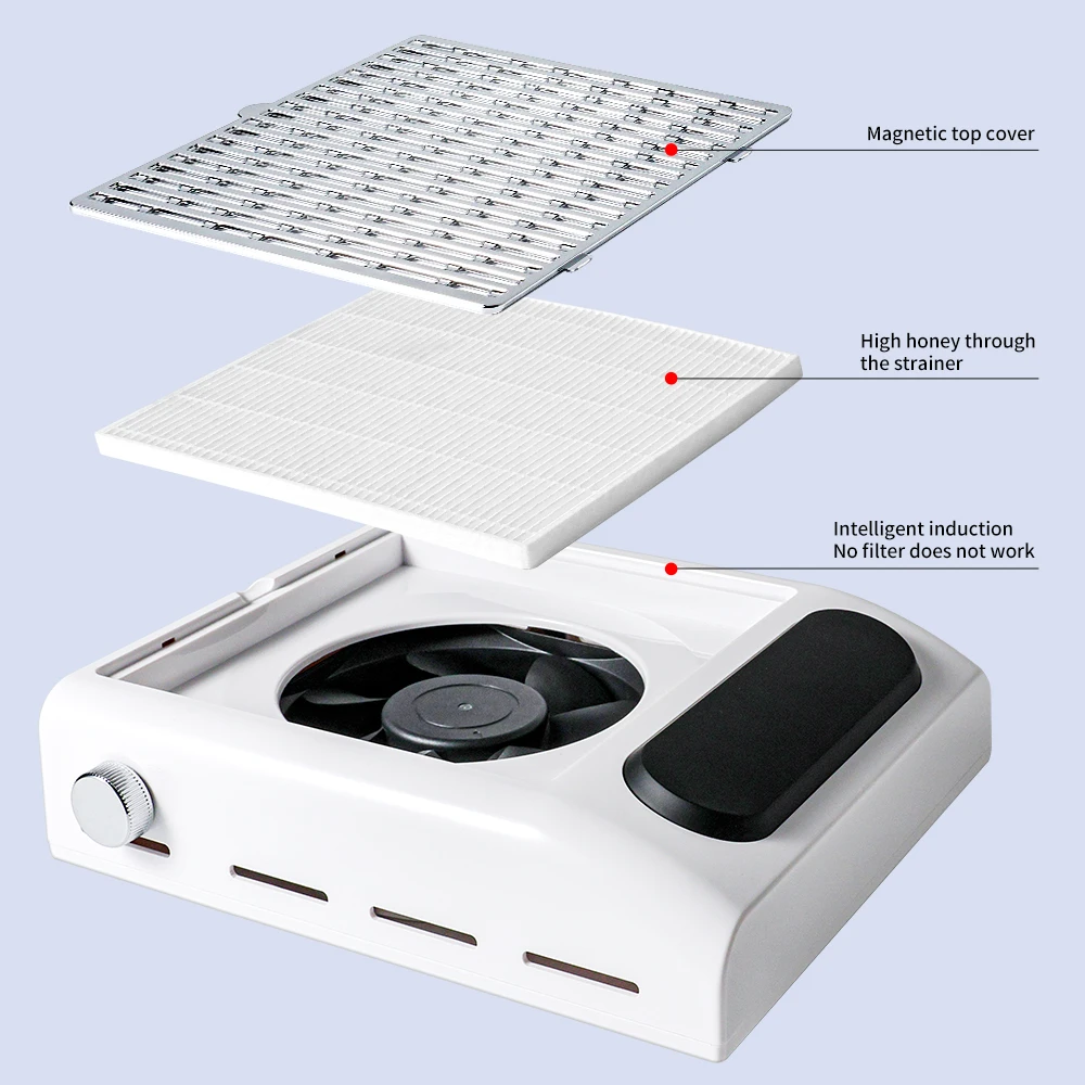 Powerful Nail Dust Collector Professional Manicure Pedicure Vacuum for Acrylic Gel Nail Polishing with Reusable Filter for Salon - Image 3