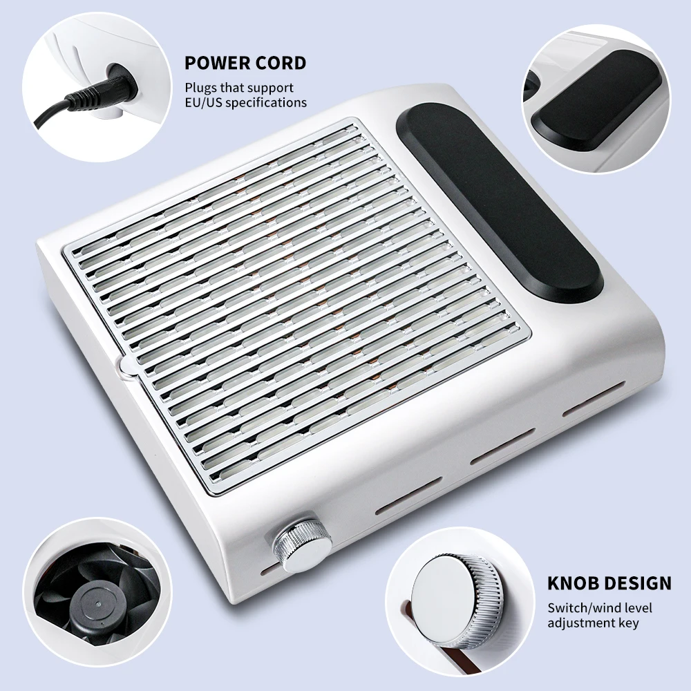 Powerful Nail Dust Collector Professional Manicure Pedicure Vacuum for Acrylic Gel Nail Polishing with Reusable Filter for Salon - Image 4