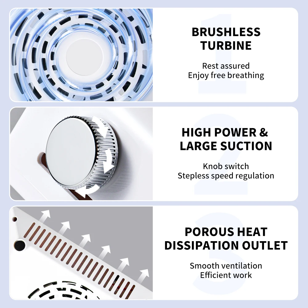 Powerful Nail Dust Collector Professional Manicure Pedicure Vacuum for Acrylic Gel Nail Polishing with Reusable Filter for Salon - Image 6