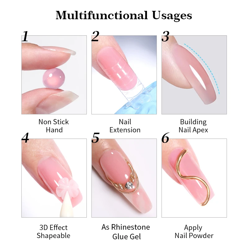 BORN PRETTY 15ml Clear Non Stick Hand Extension Gel 3D Shaping Sculpting Carving Nail Art Solid Hard Gel for Fake Nail - Image 6