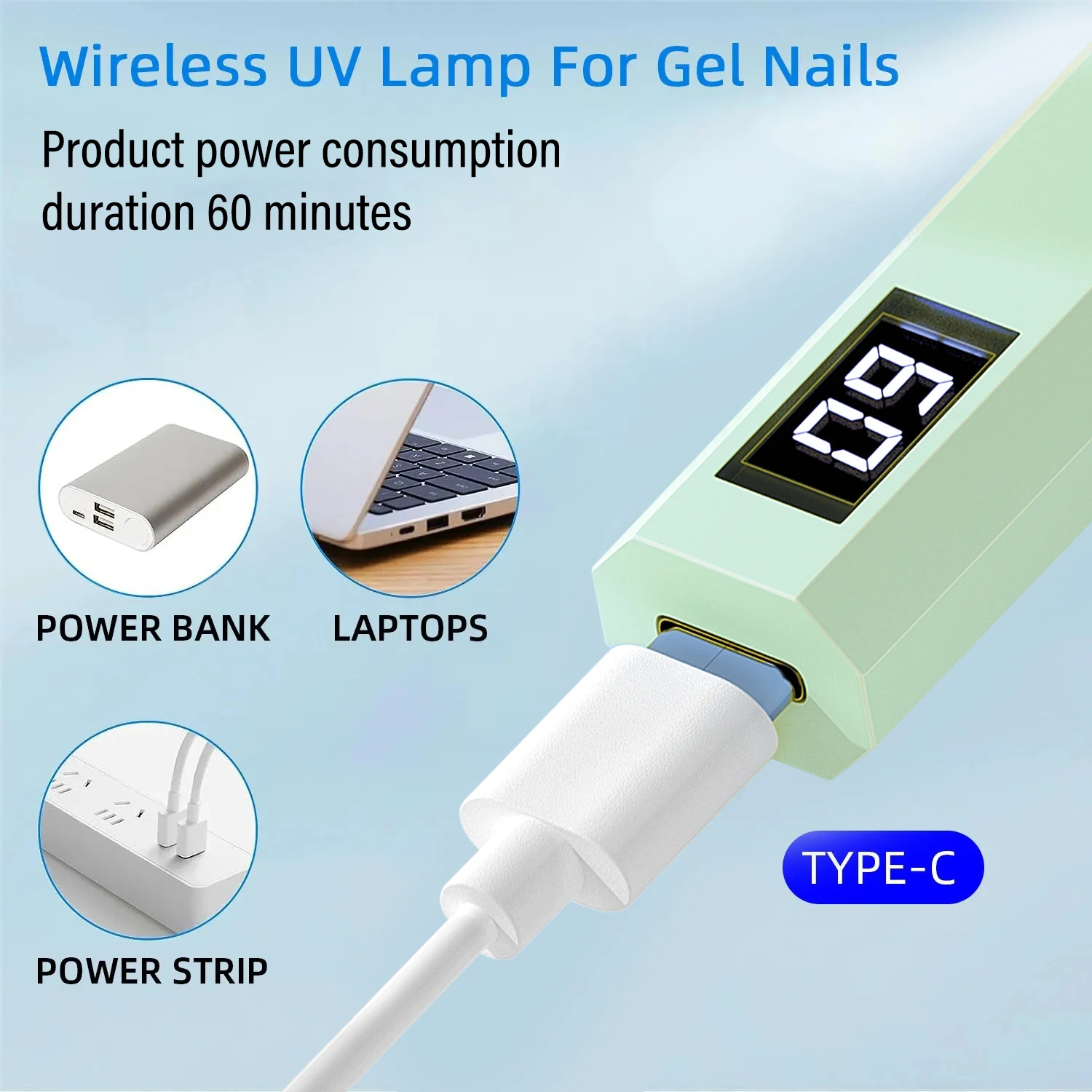 YIKOOLIN Handheld UV LED Light for Nails USB Mini Nail Dryer Nail Light for Curing All Nail Gel UV LED Nail Lamp Home Travel Use - Image 3