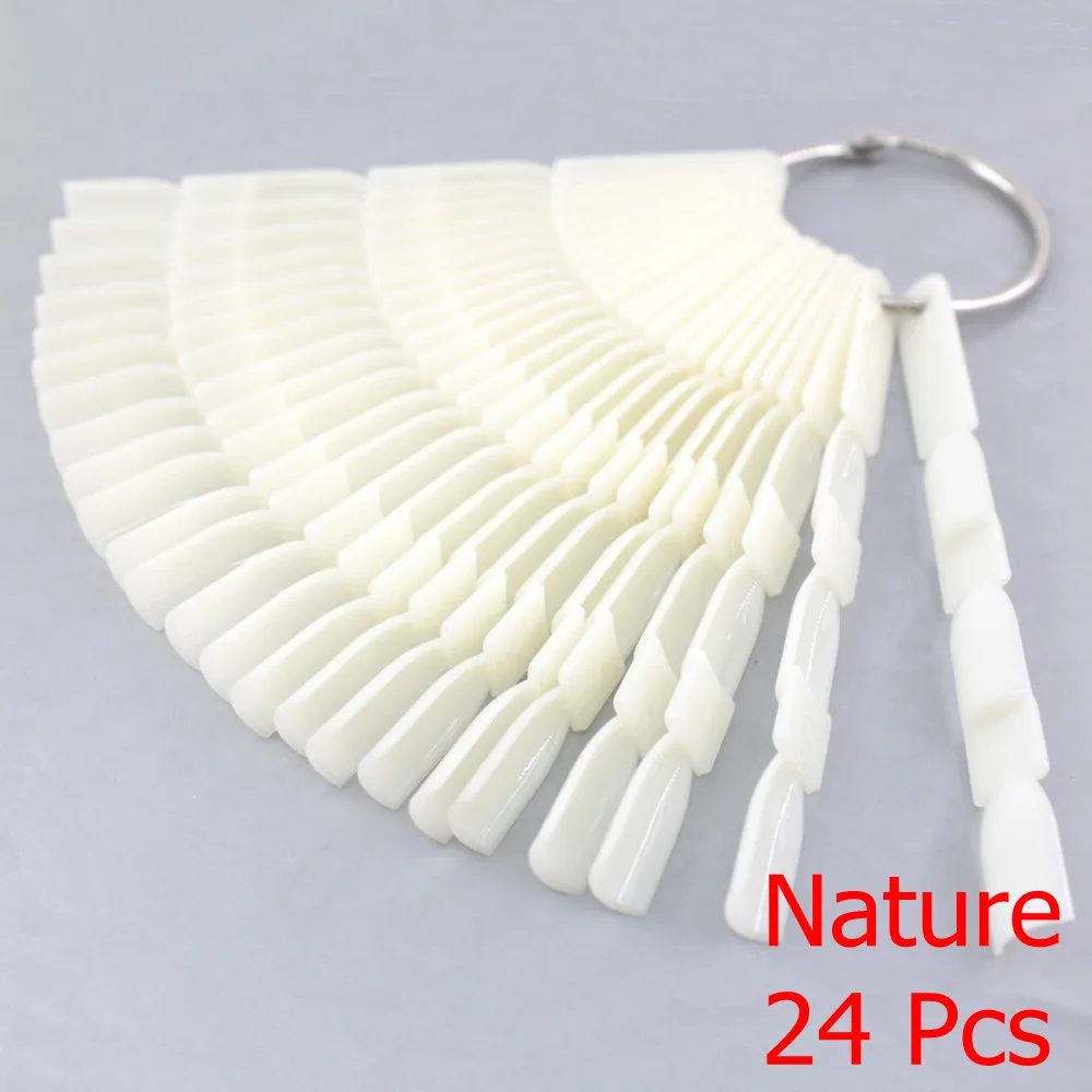 False Nail Tips fan Nature Clear Black 12/24/32/50 pcs/set Finger Full Card Nail Art Display Practice Polish all for Manicure - Image 6