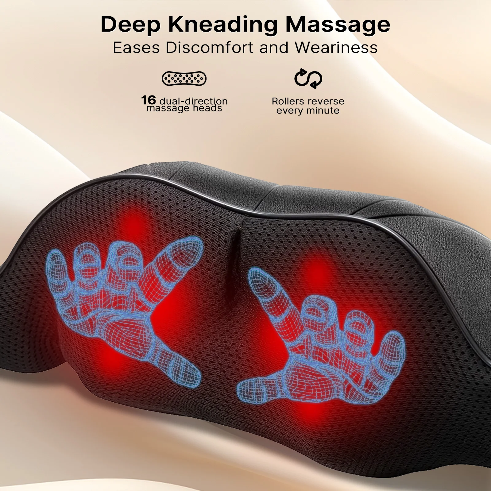 Shiatsu Back and Neck Massager with Heat, Electric 4D Massager Neck and Shoulder Massager, Deep Kneading Massage Pillow for Bod - Image 2