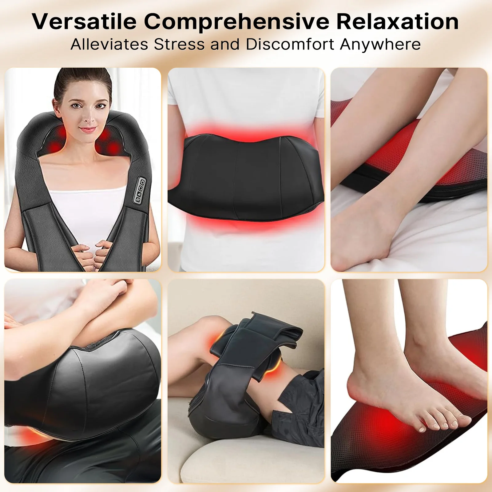 Shiatsu Back and Neck Massager with Heat, Electric 4D Massager Neck and Shoulder Massager, Deep Kneading Massage Pillow for Bod - Image 5