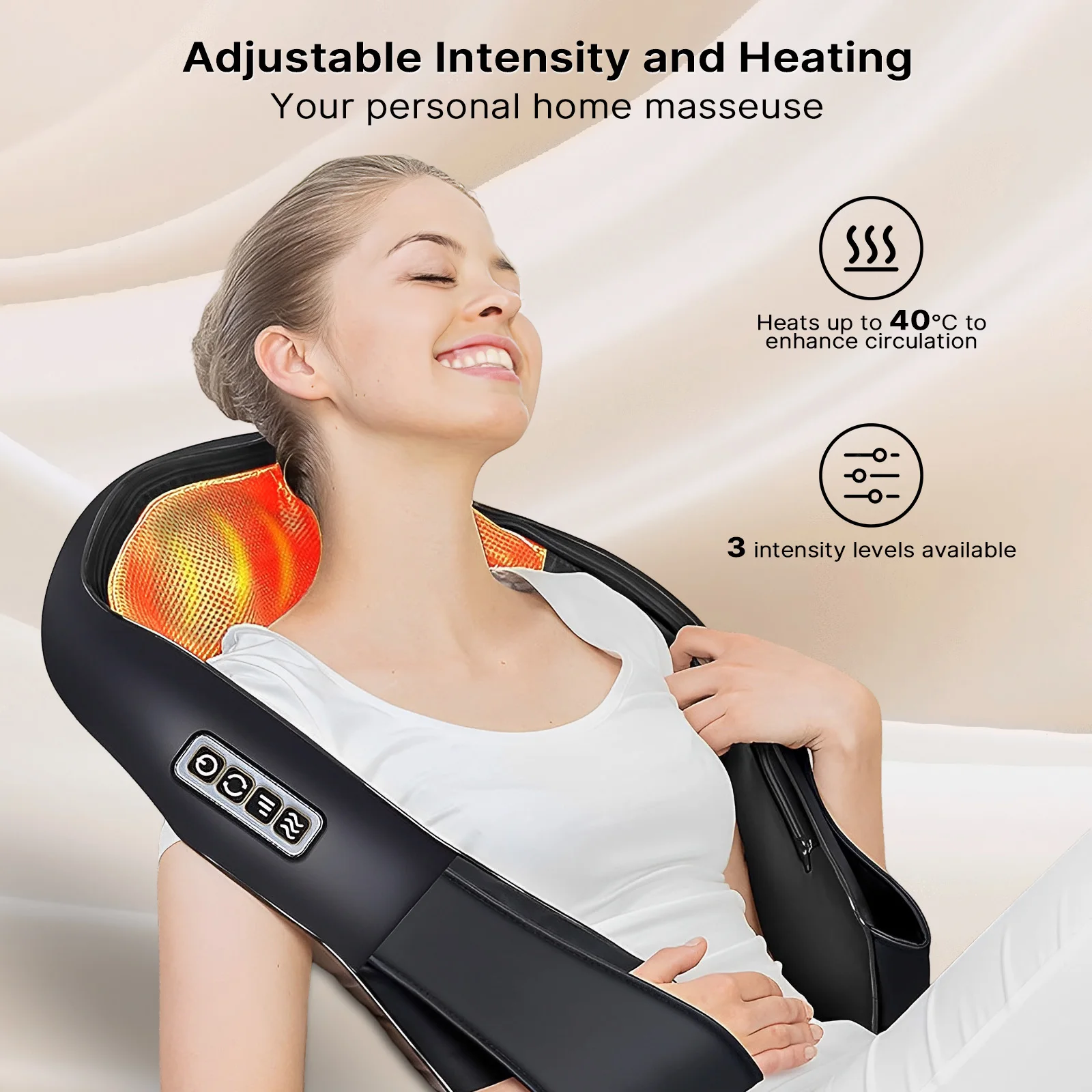 Shiatsu Back and Neck Massager with Heat, Electric 4D Massager Neck and Shoulder Massager, Deep Kneading Massage Pillow for Bod - Image 3