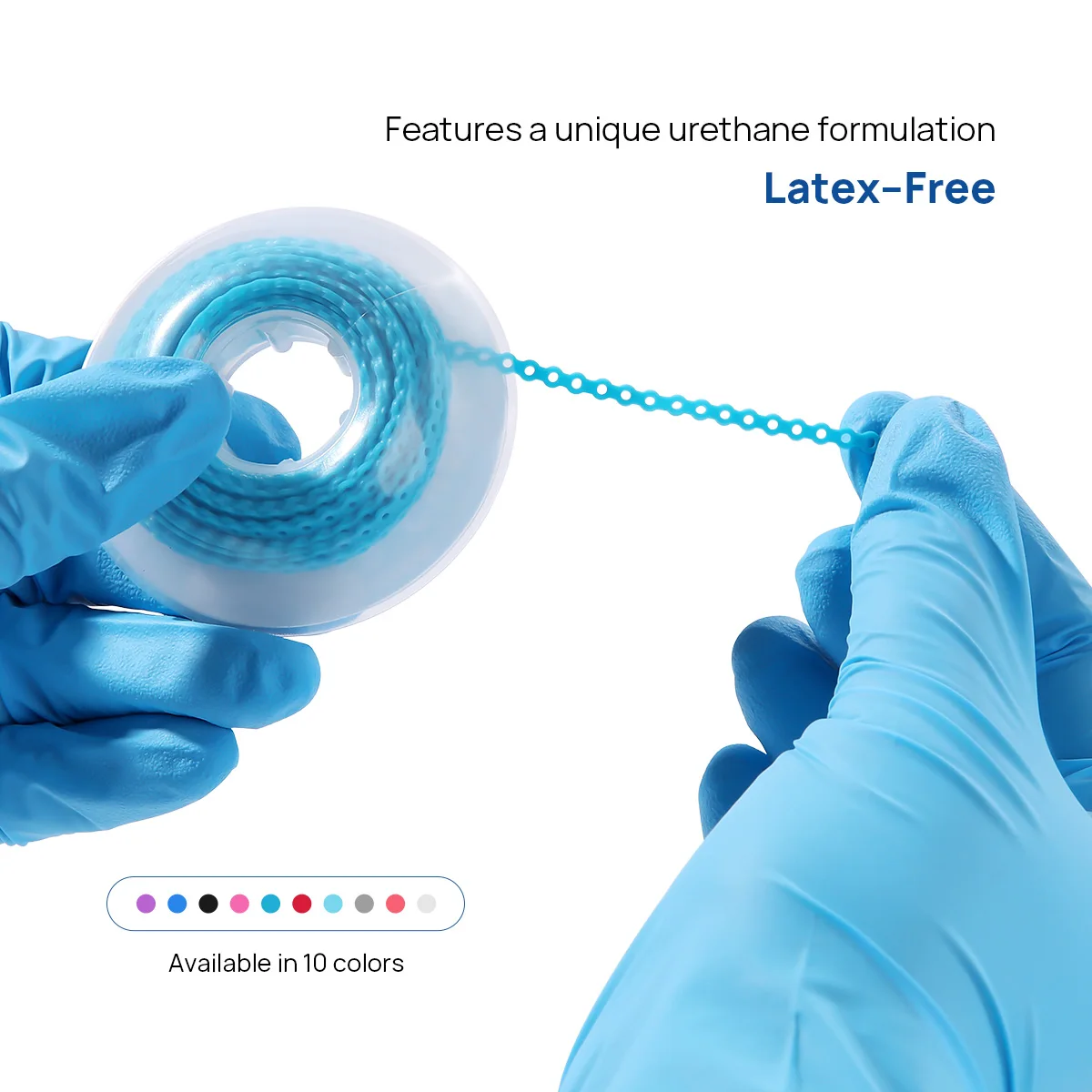 AZDENT Dental Orthodontic Elastic Power Chain Colored Rubber Band 4.57m=15feet/Spool Long Short Continuous Power Chain - Image 3