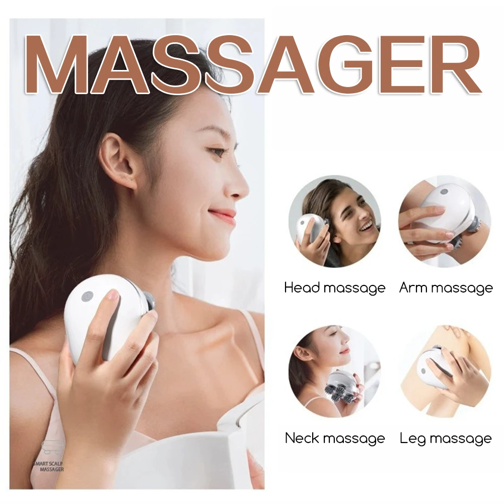 Electric Handheld Head Massager Antistress Relax Body Massage Relieving Muscle Tension Massager with Four Rotating Massage Heads - Image 3