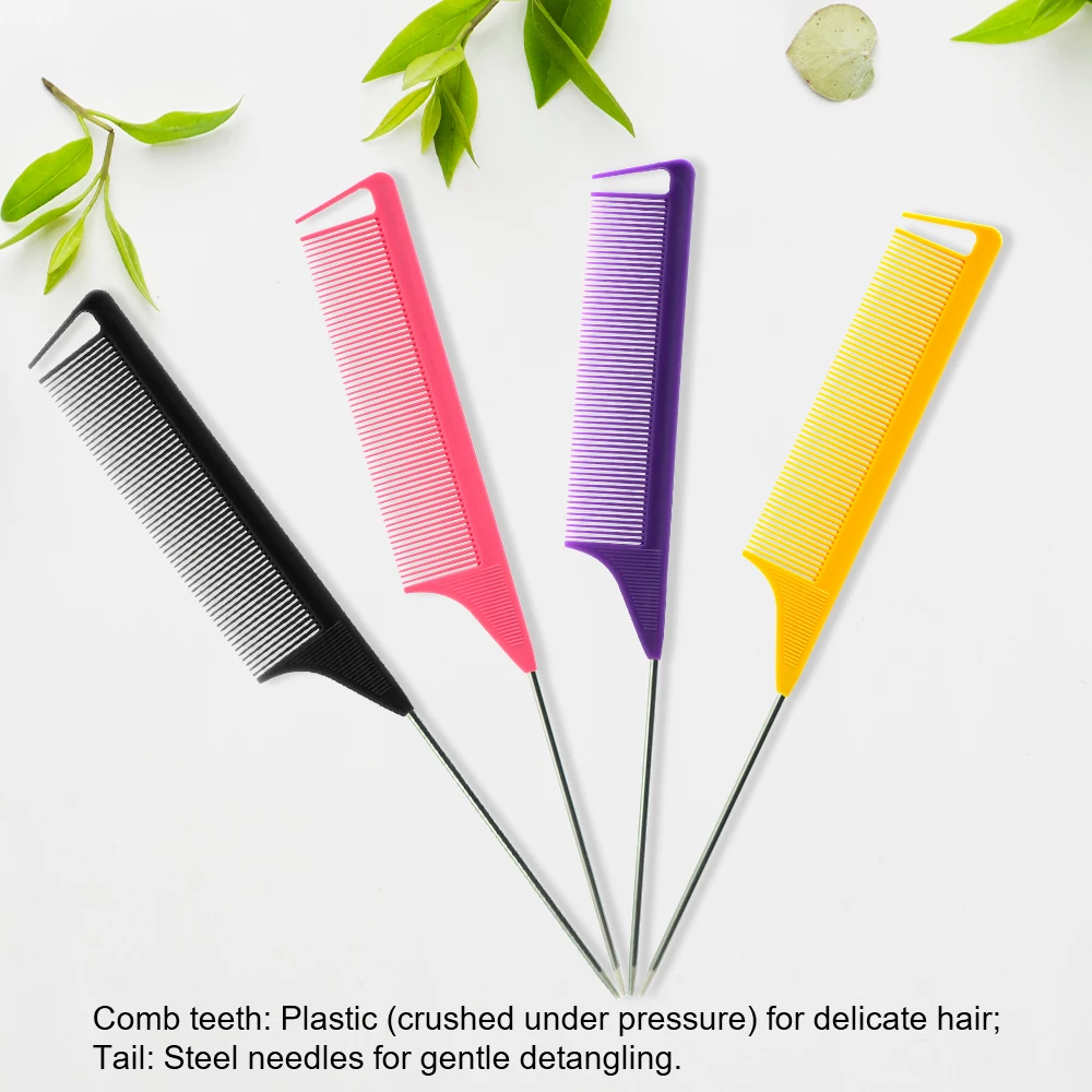 Pro Pointed Tail Salon Hairdressing Hair Styling Anti-static Comb Hair Brush Steel Needle Pin Rat Tail Combs Barber Accessories - Image 6