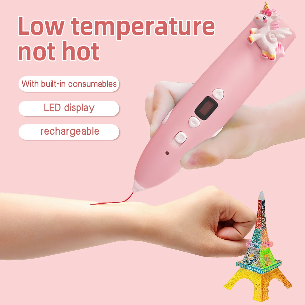 New Unicorn Low-Temperature 3D Printing Pen with 9M PCL Filament Children's Toy Popular Online Celebrity Birthday New Year Gift - Image 5