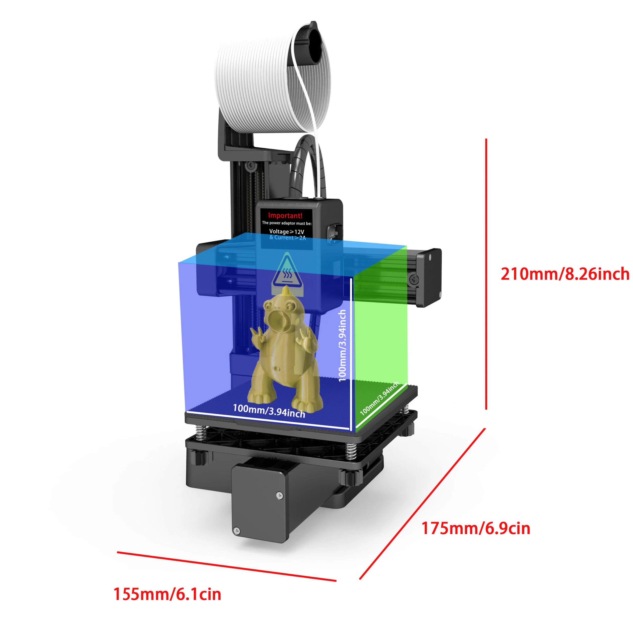 EasyThreed 3D Printer Entry Level Compatible with PLA TPU 1.75mm Filament include Power Adaptor. - Image 2