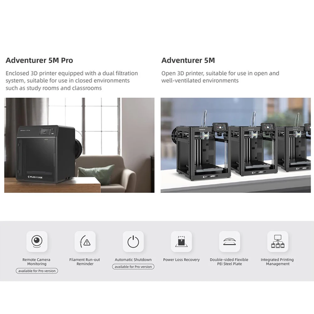 Flashforge Adventurer 5M Pro 3d Printer High Speed Full-auto Leveling Direct Extruder Automatic Shutdown With Camera - Image 3