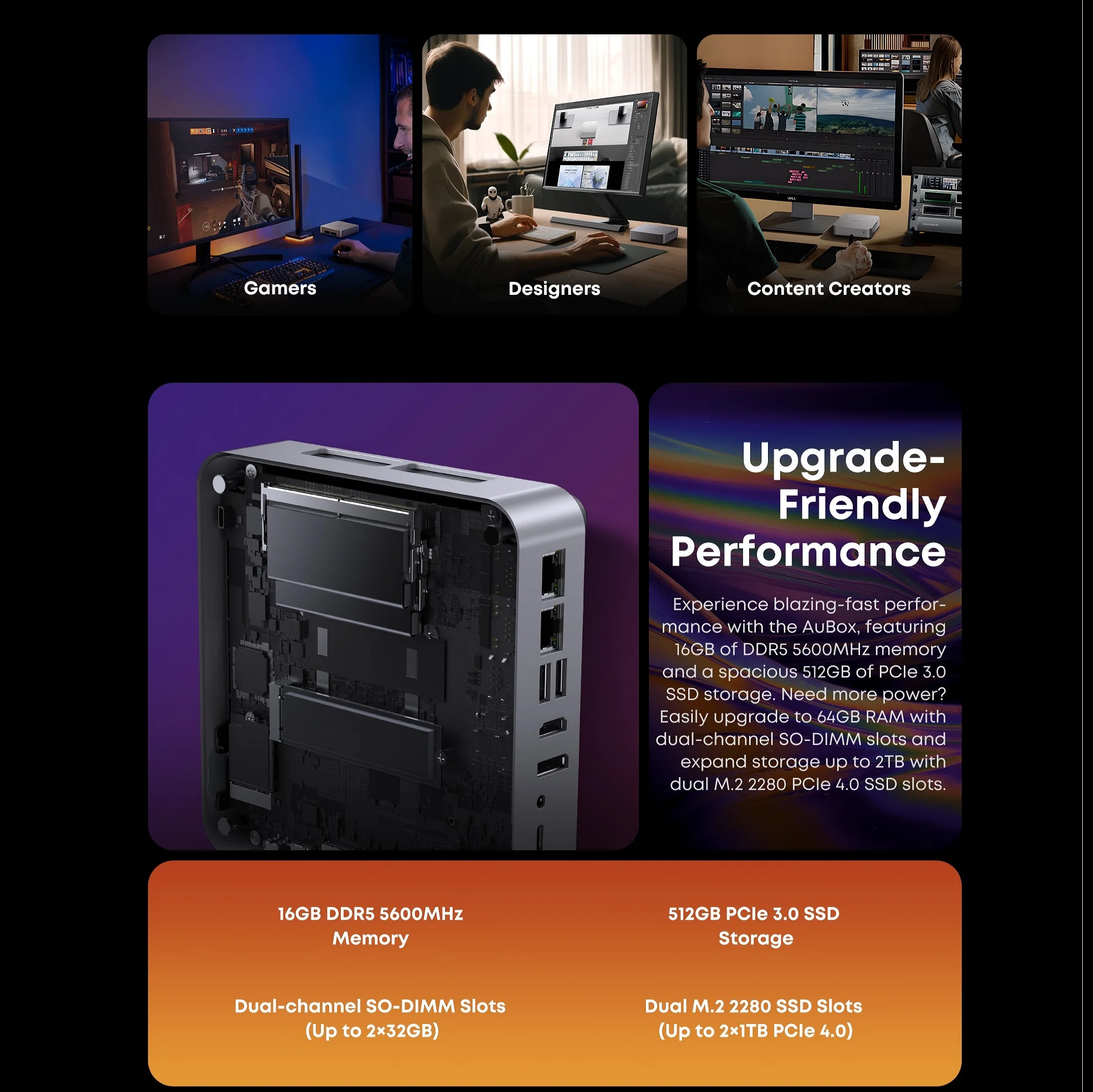 CHUWI AuBox Mini PC AMD Ryzen 7 8745HS 16GB DDR5 512GB SSD Windows 11 Pro 4K Display AI-Link WiFi 6 BT 5.1 Extend M.2 1T*2 - Image 6