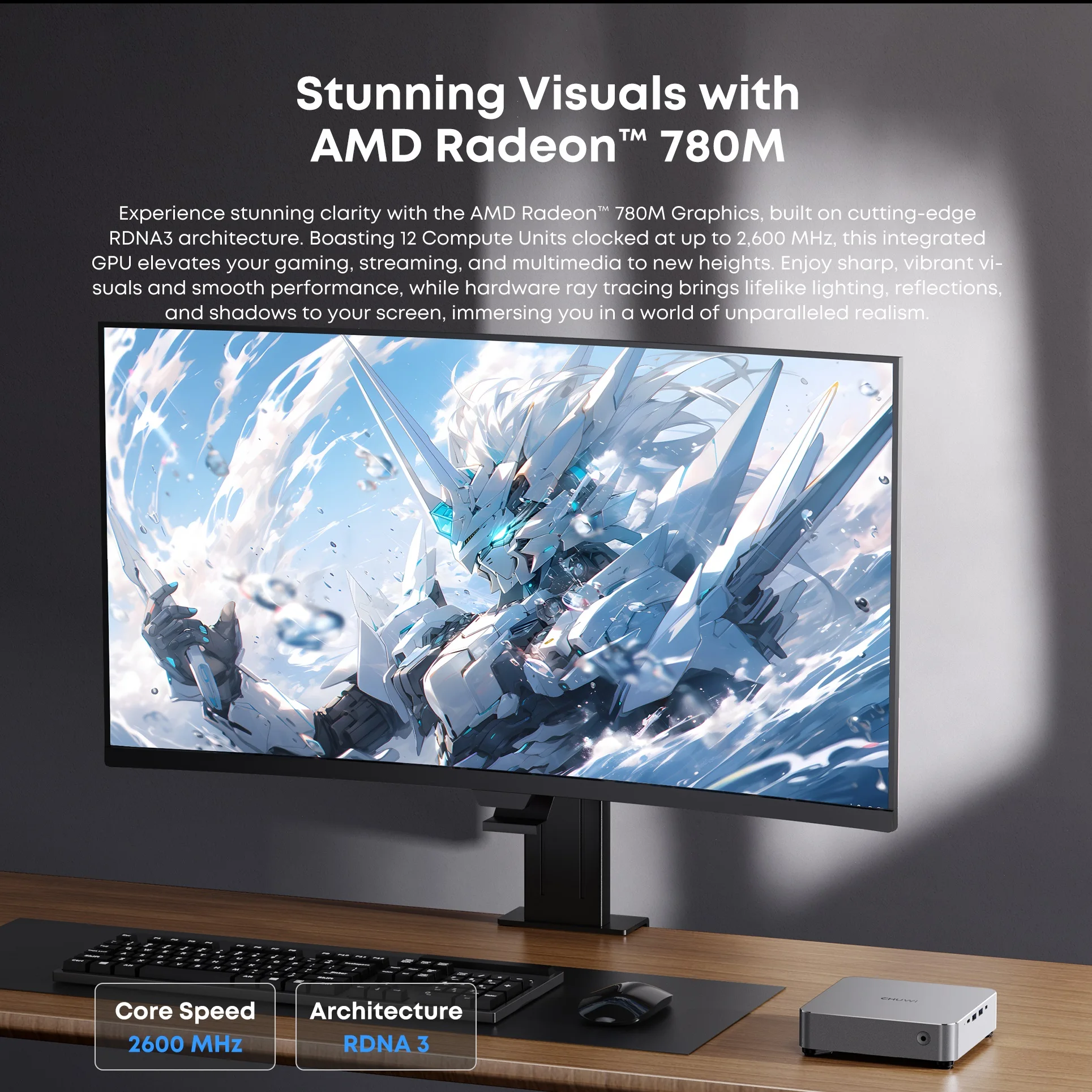 CHUWI AuBox Mini PC AMD Ryzen 7 8745HS 16GB DDR5 512GB SSD Windows 11 Pro 4K Display AI-Link WiFi 6 BT 5.1 Extend M.2 1T*2 - Image 4