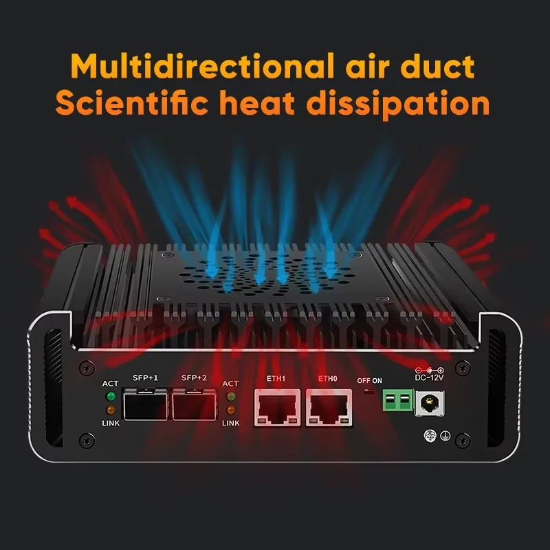 Topton 2x10G SFP Solid Firewall Router Intel i3 N355 N305 N150 2xi226-V 2.5G Mini PC 2xNVMe 2HD DDR5 pfSense Proxmox ESXi AES-NI - Image 3