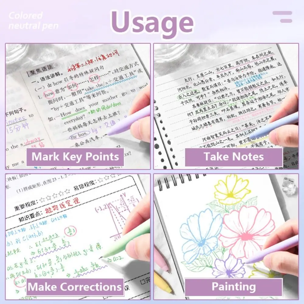 6Colors/Set Color Gel Pen 0.5mm ST Tip Ballpoint Pen Writing Tool Color Ink Signing Pen Students Gift Stationery School Supplies - Image 6