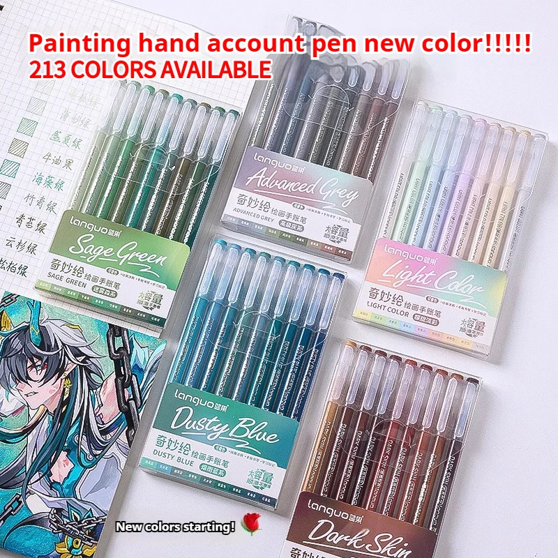 105Color Hand Account Gel Pen Languo Morandi Retro Pen Large-Capacity Color Handbook Pen For Student Painting Graffiti Writting - Image 3